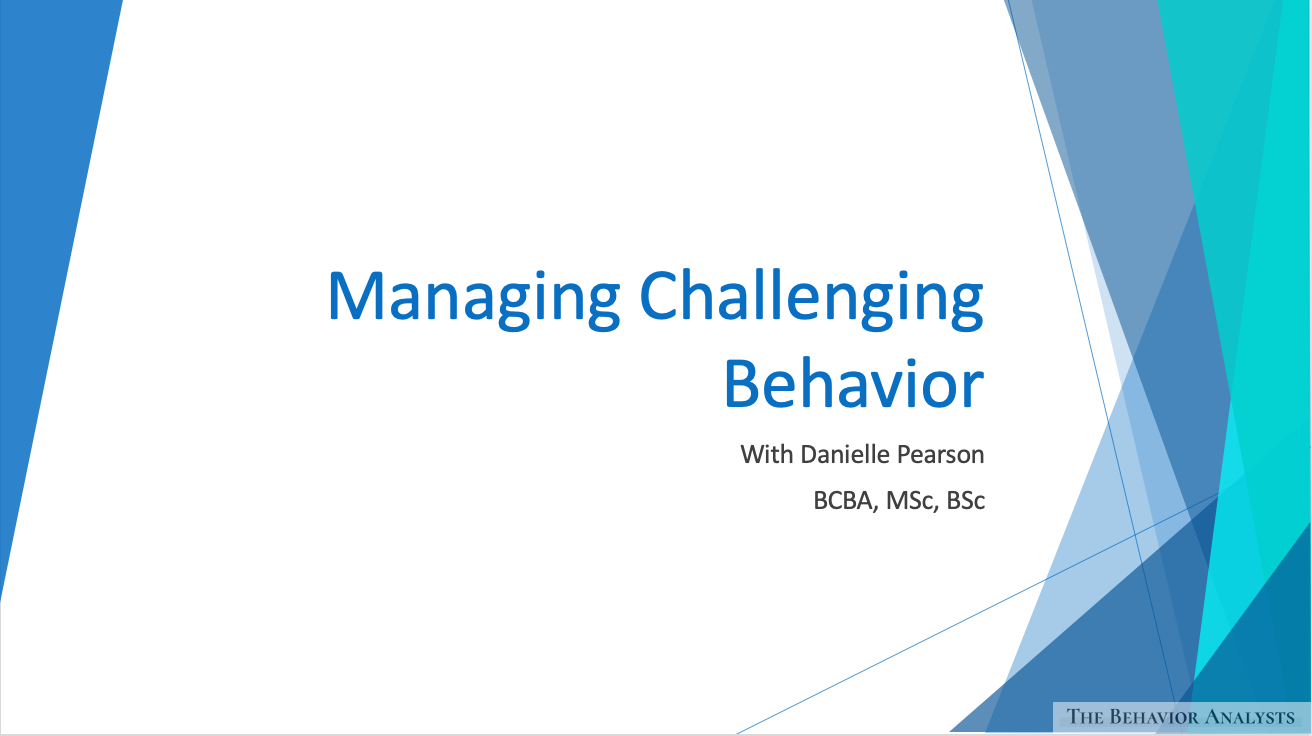 Managing Challenging Behavior Training - The Behavior Analysts